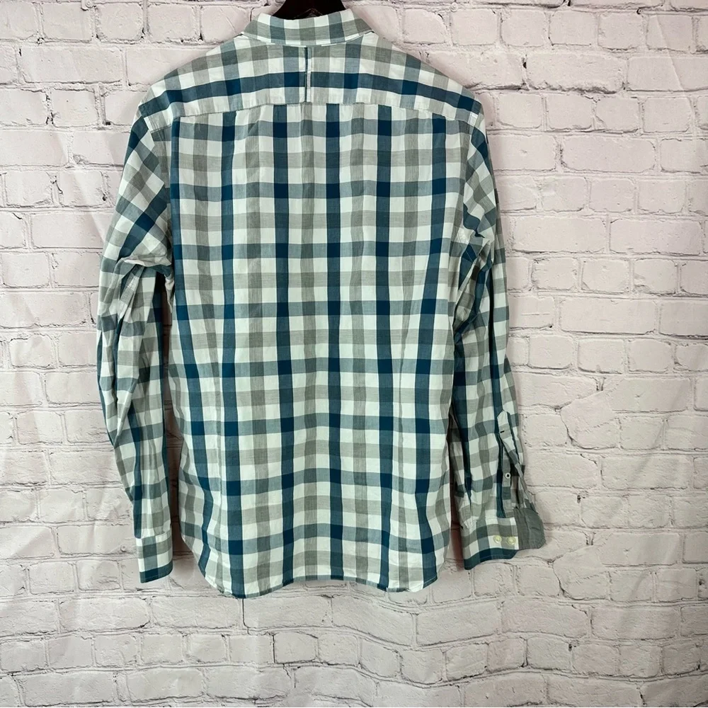 Banana Republic tailored slim fit mens L Plaid cotton button up Shirt preppy